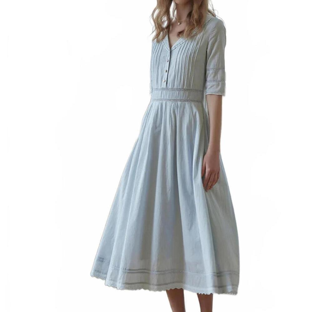 Chic Sky Blue Midi Dress